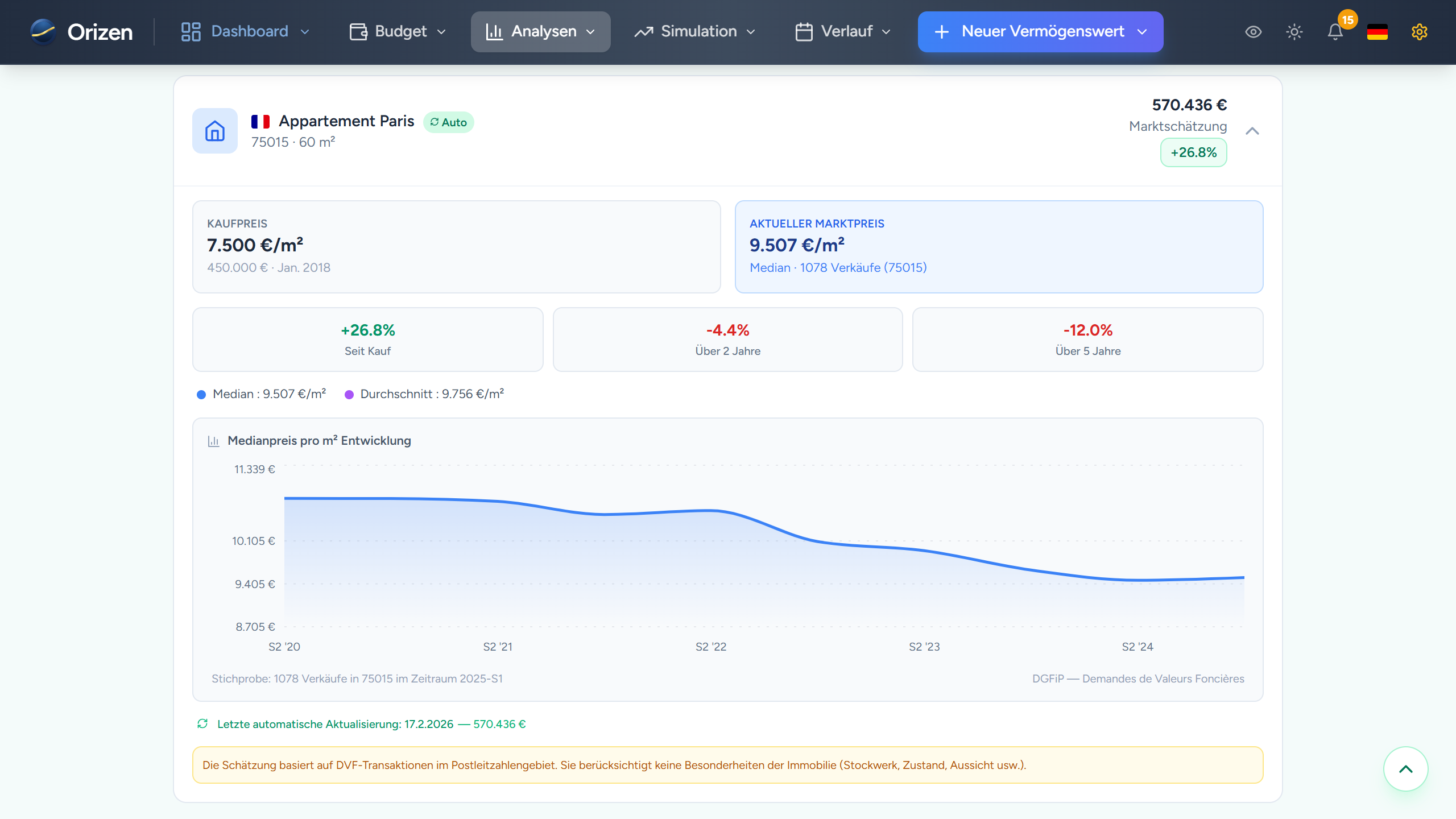 Screenshot — Immobilien-Tracking