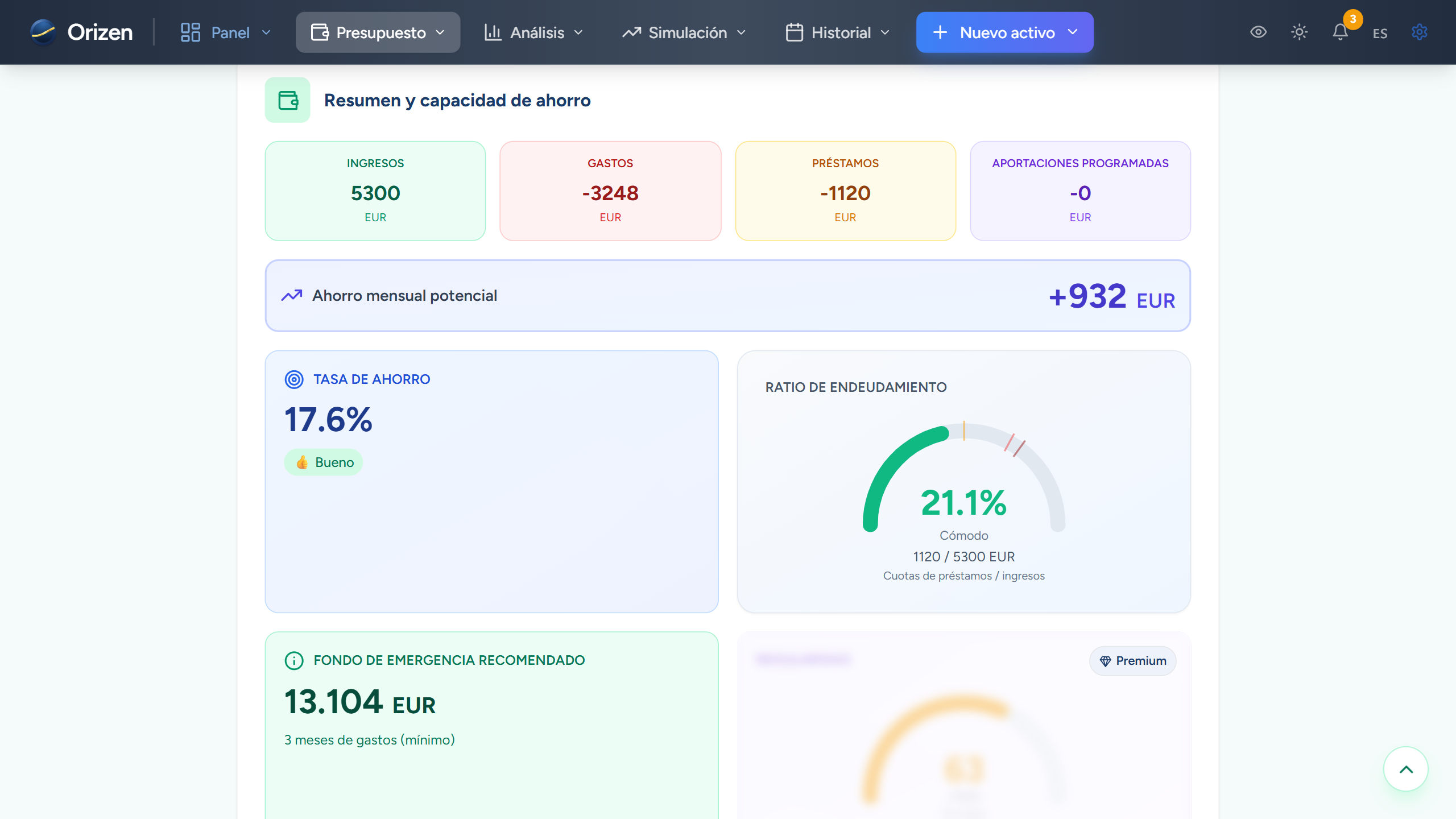 Captura — Presupuesto mensual
