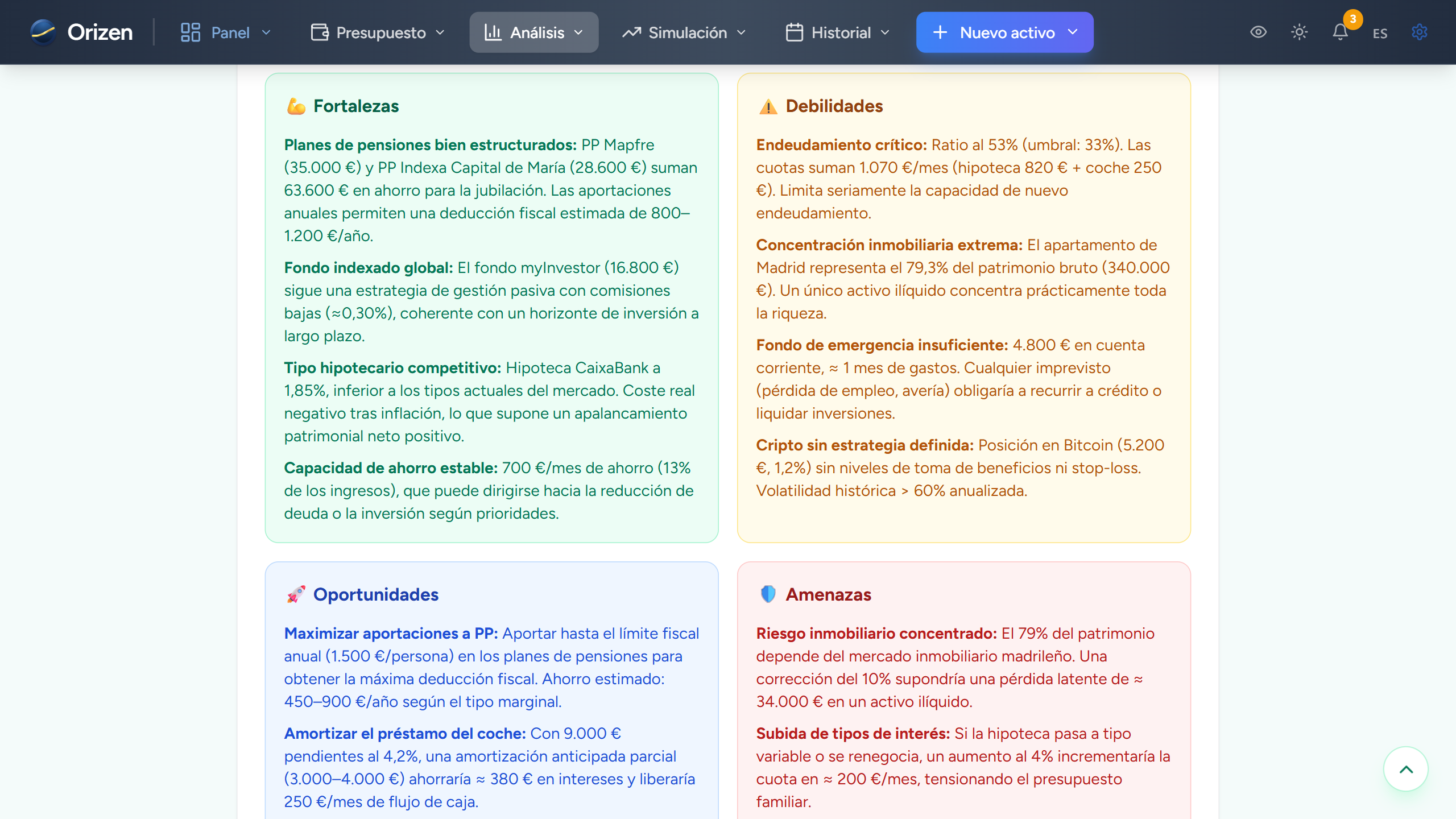 Captura — Análisis con IA